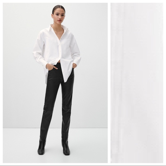 Massimo Dutti Tops - NWT. Massimo Dutti White Poplin 100% Cotton Textured Shirt. Size 6.